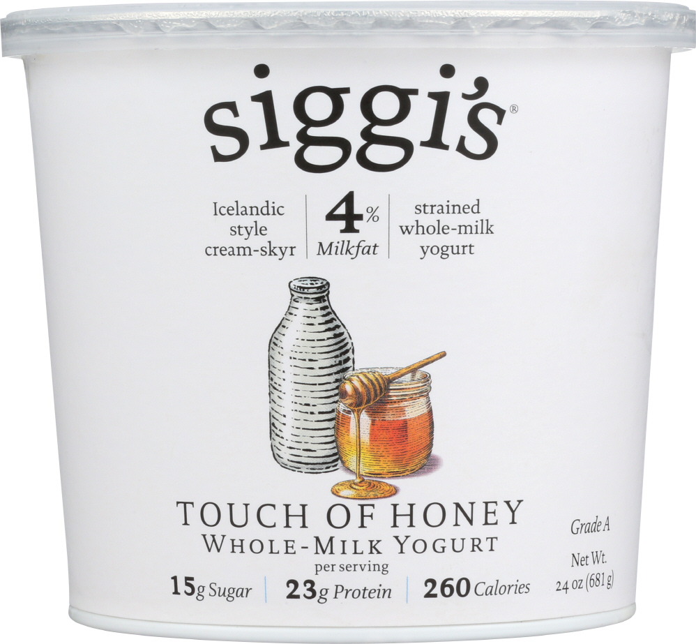 Siggi's Yogurt, Touch Of Honey, Strained, Whole Milk