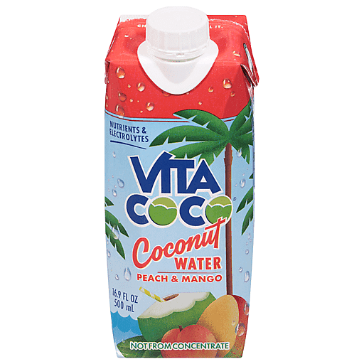 Vita Coco Pure Coconut Water Peach - 16.9 Fl Oz Carton