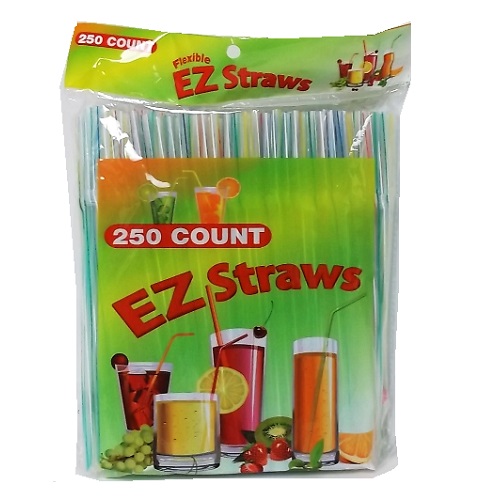 EZ Straws 250ct Flexible Asst Clrs X
