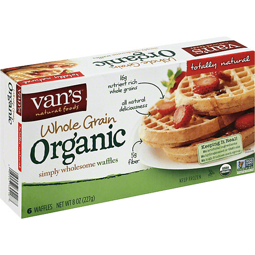 Van's Simply Delicious Whole Grain Organic Waffles, Totally Original, 6 Count (Frozen)