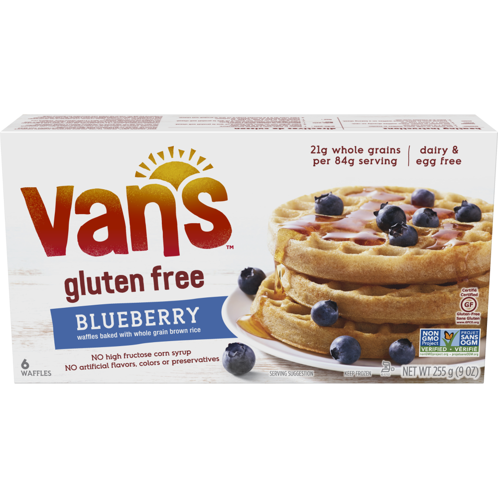 Van's Simply Delicious Gluten Free Waffles, Blueberry, 6 Count (Frozen)