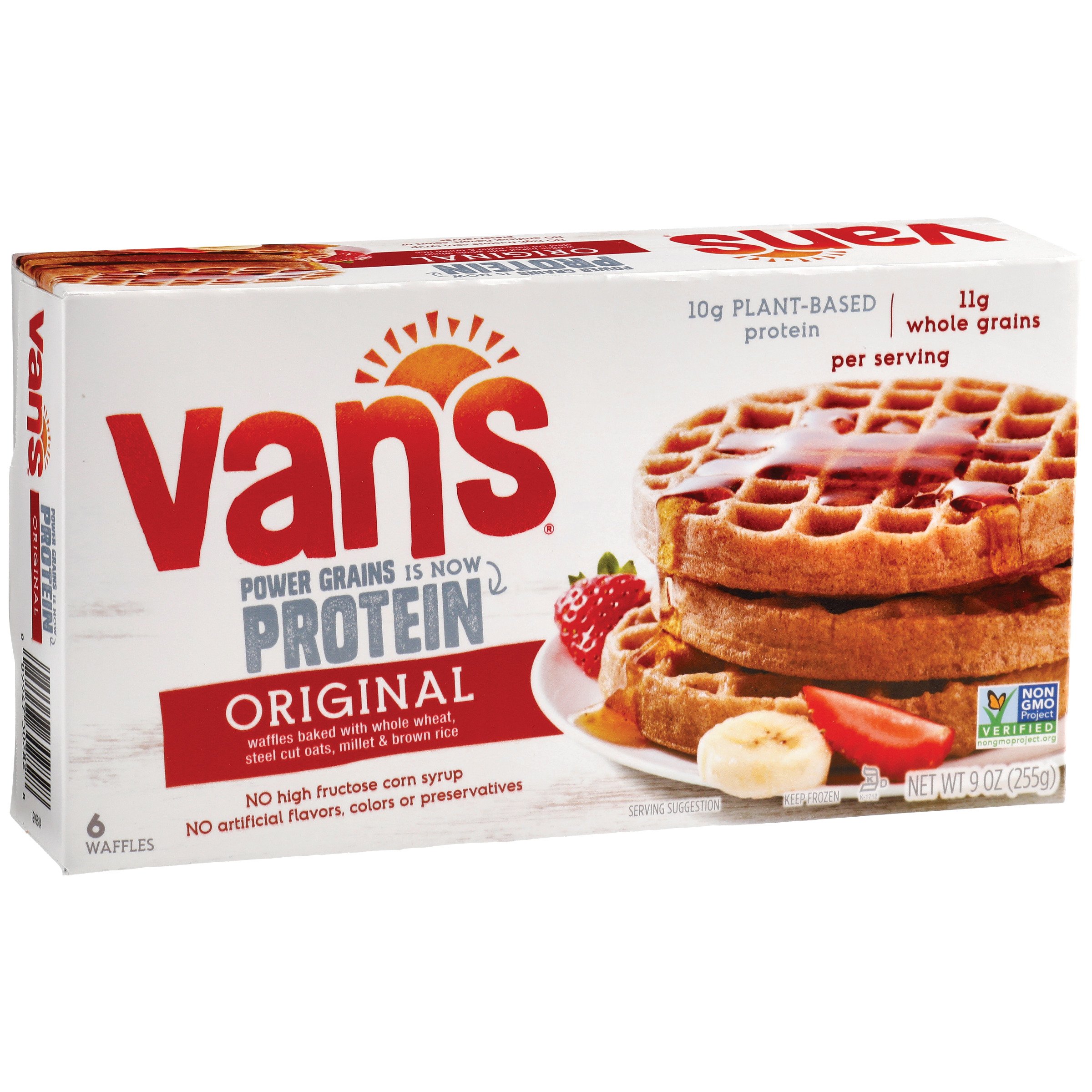 Van's Simply Delicious Power Grains Waffles, Totally Original, 6 Count (Frozen)