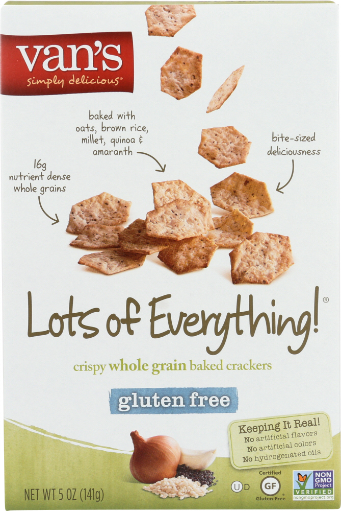 Van's Simply Delicious Crispy Whole Grain Baked Crackers Gluten Free Lots Of Everything