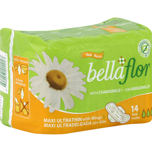 Bella Flor Pads, Maxi Ultrathin With Wings