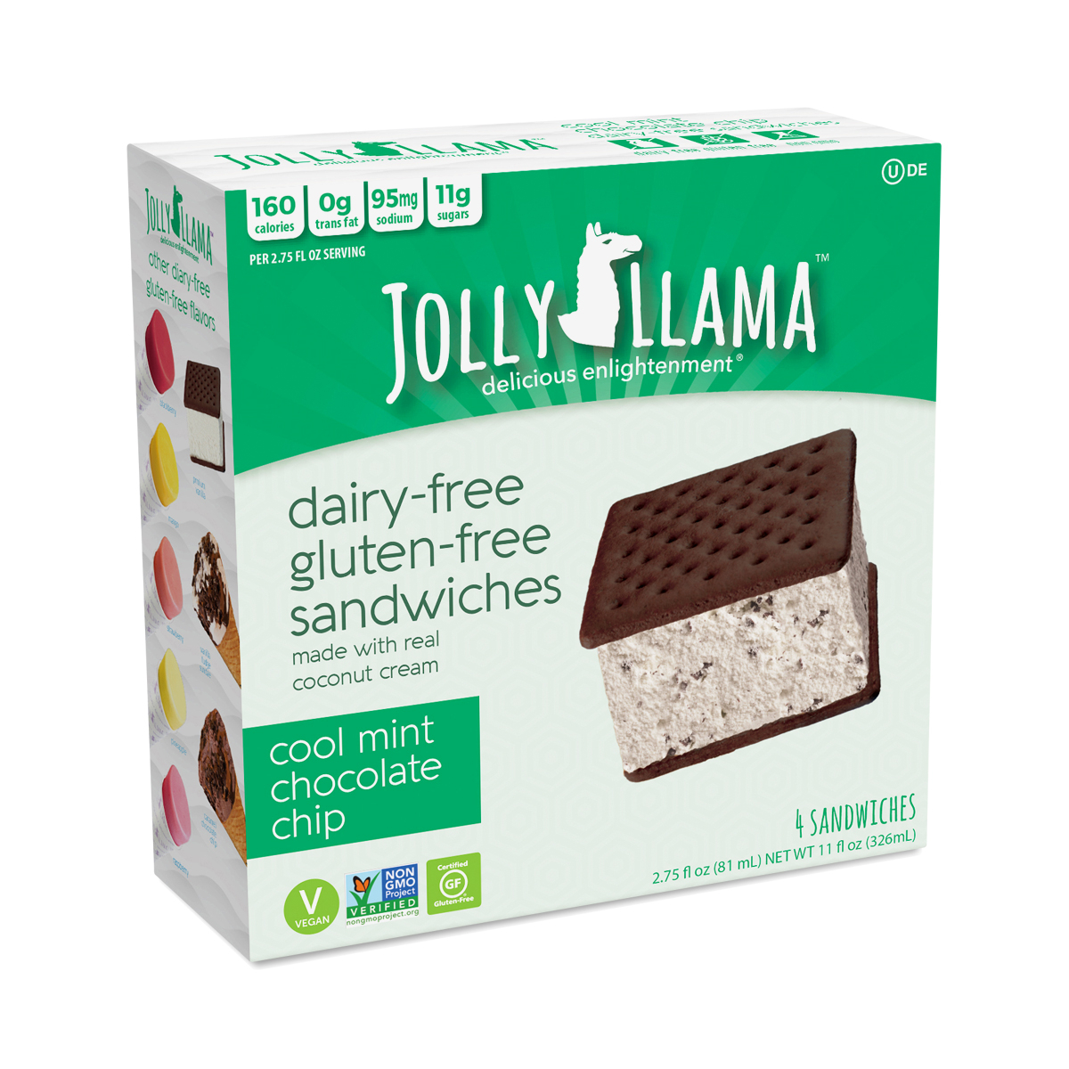 Jolly Llama Cool Mint Chocolate Chip Sandwiches