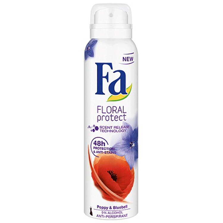Fa Floral Protect Poppy & Blue Bell Női Izzadásgátló Spray, 150 Ml