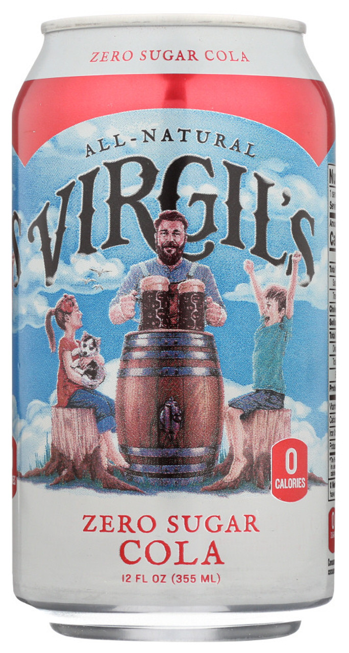 Virgil's Zero Sugar Natural Cola Soda Pop, 12 Fl Oz, 6 Pack Cans