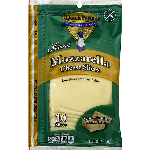 Dutch Farms Natural Mozzarella Cheese Slices 6 Oz