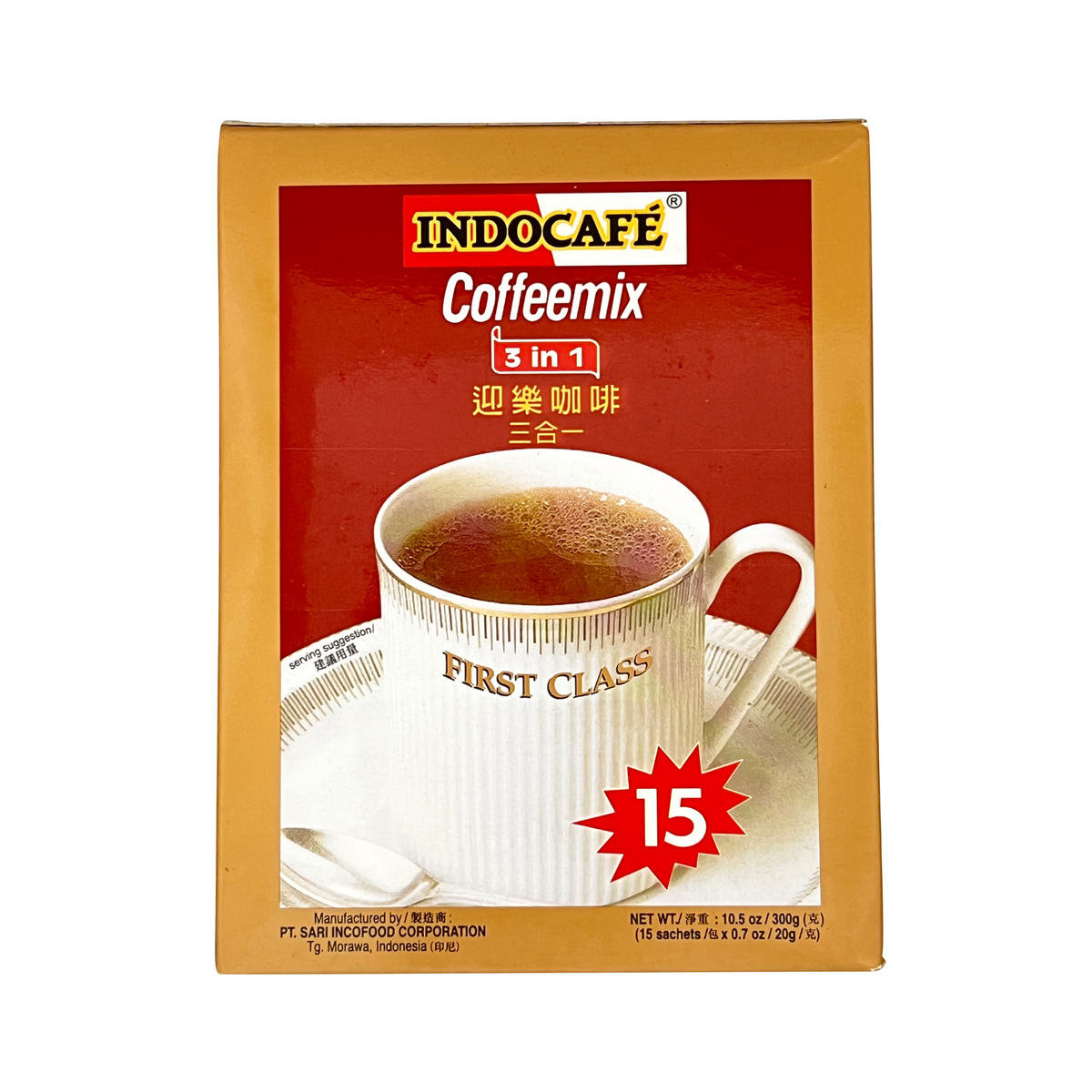 Indocafe Coffee Mix 3 In 1 15 Sachets 10.5oz