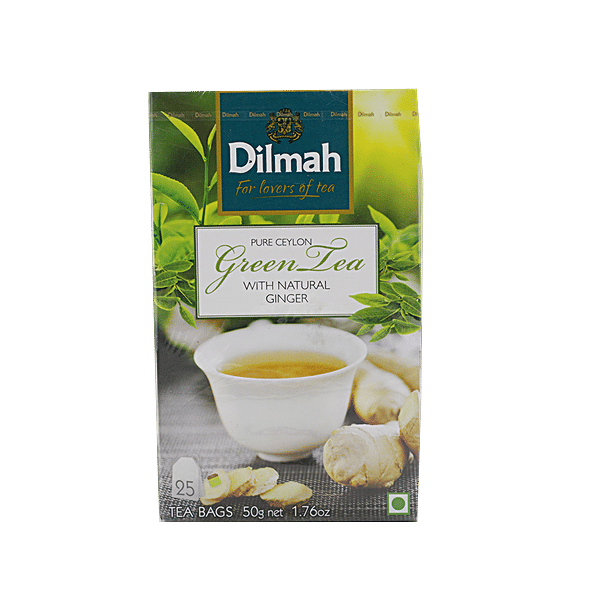 Dilmah Green Tea - Ginger, All Natural, 50 G (25 Bags X 2 G Each)