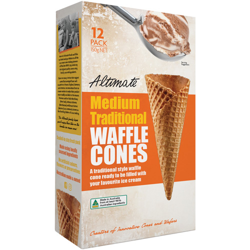 Altimate Medium Traditional Waffle Ice Cream Cones 150g