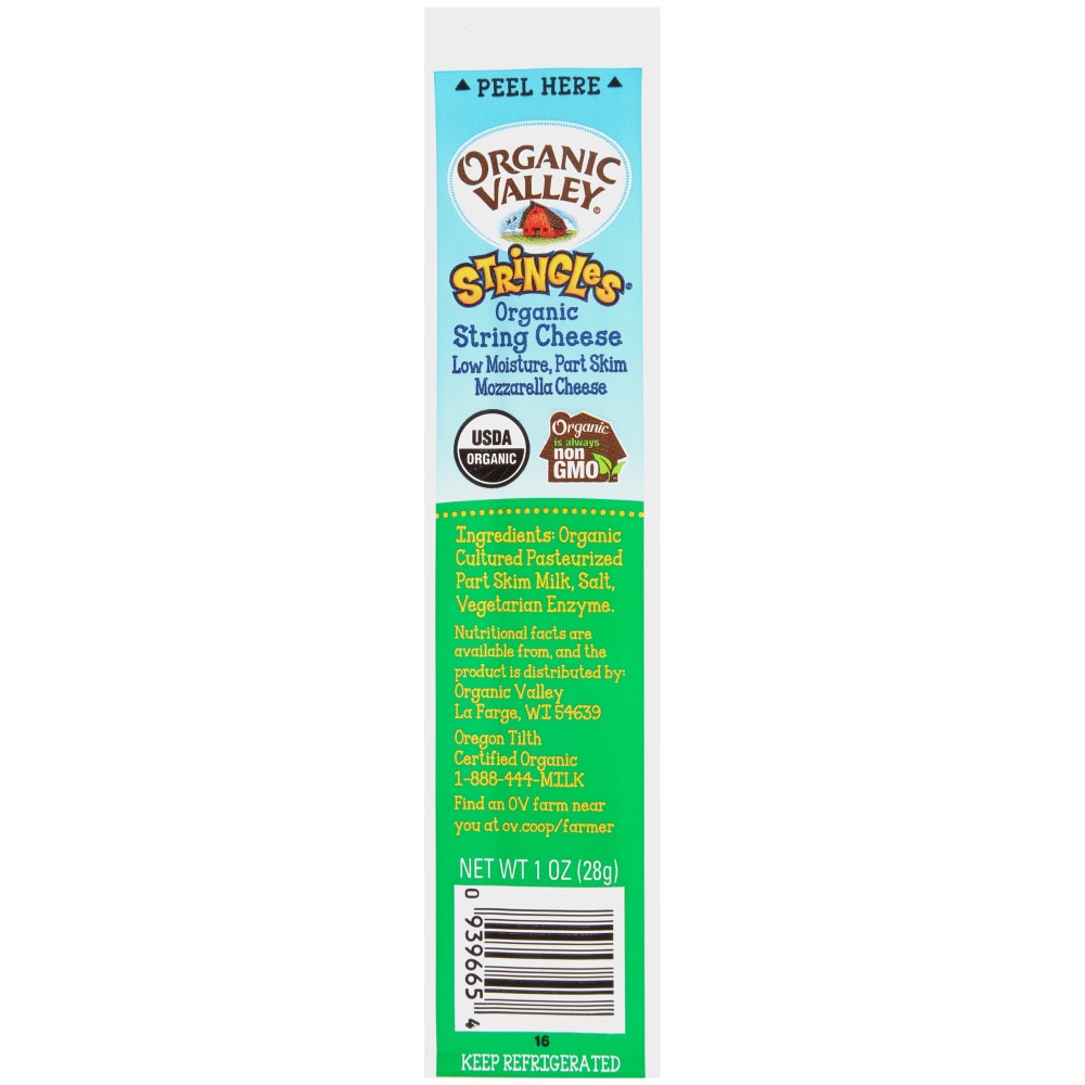 Organic Valley Stringles String Cheese, Low Moisture, Mozzarella, Part Skim