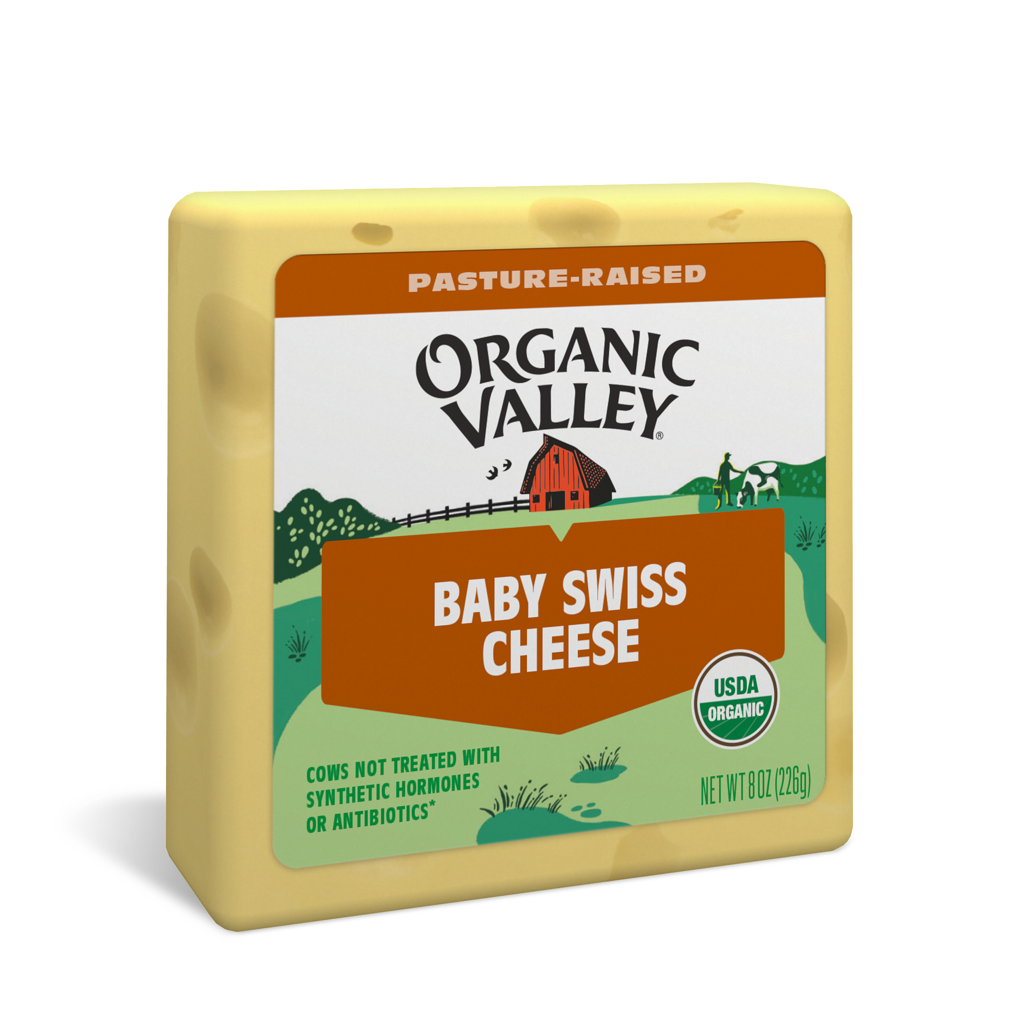 Organic Valley Baby Swiss Cheese 8 Oz. Brick