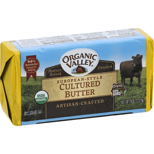 Organic Valley European Style Cultured Butter 8 Oz. Brick