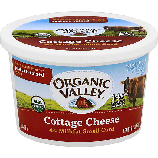 Organic Valley Small Curd 4% Milkfat Cottage Cheese 16 Oz. Tub