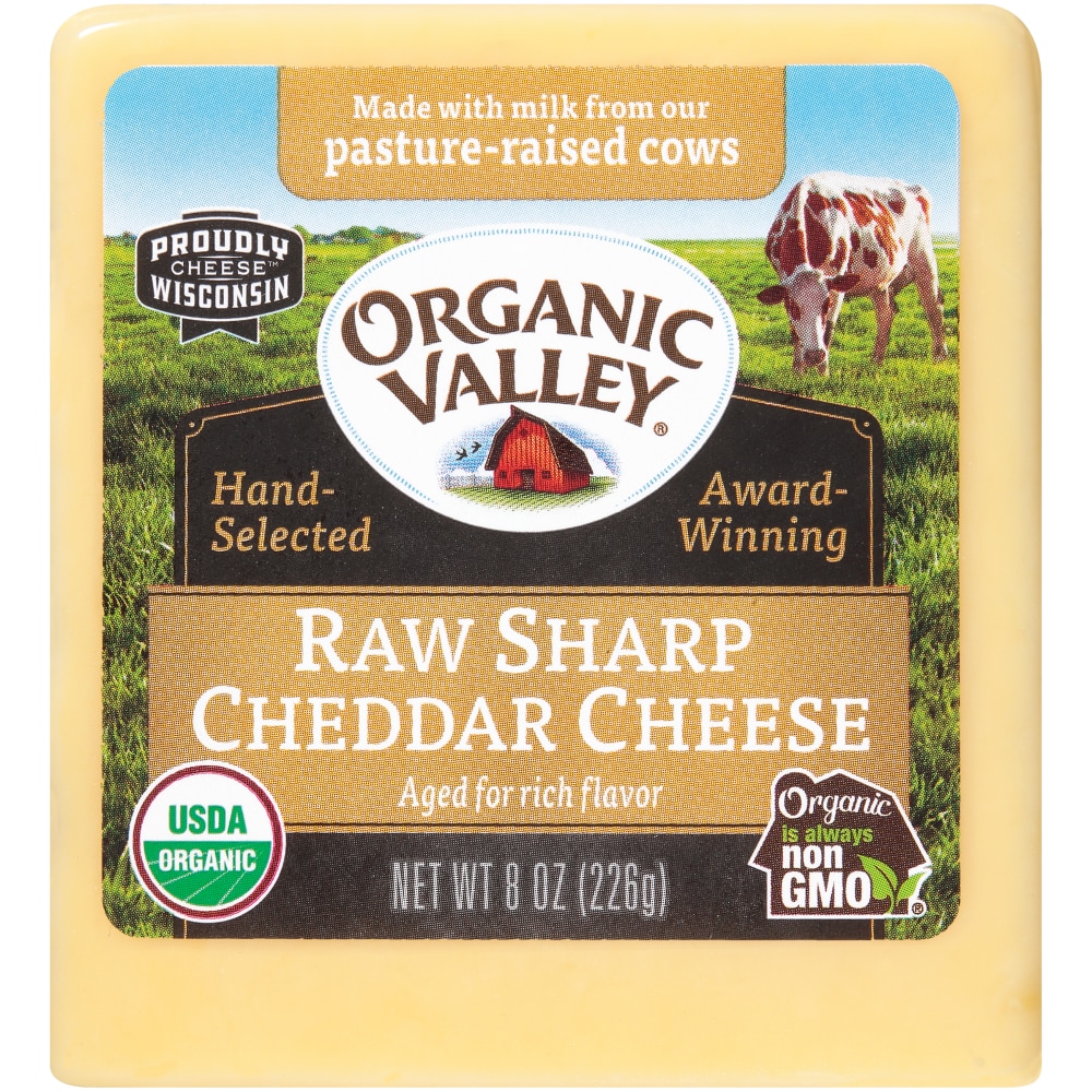 Organic Valley Raw Sharp Cheddar Cheese 8 Oz. Brick