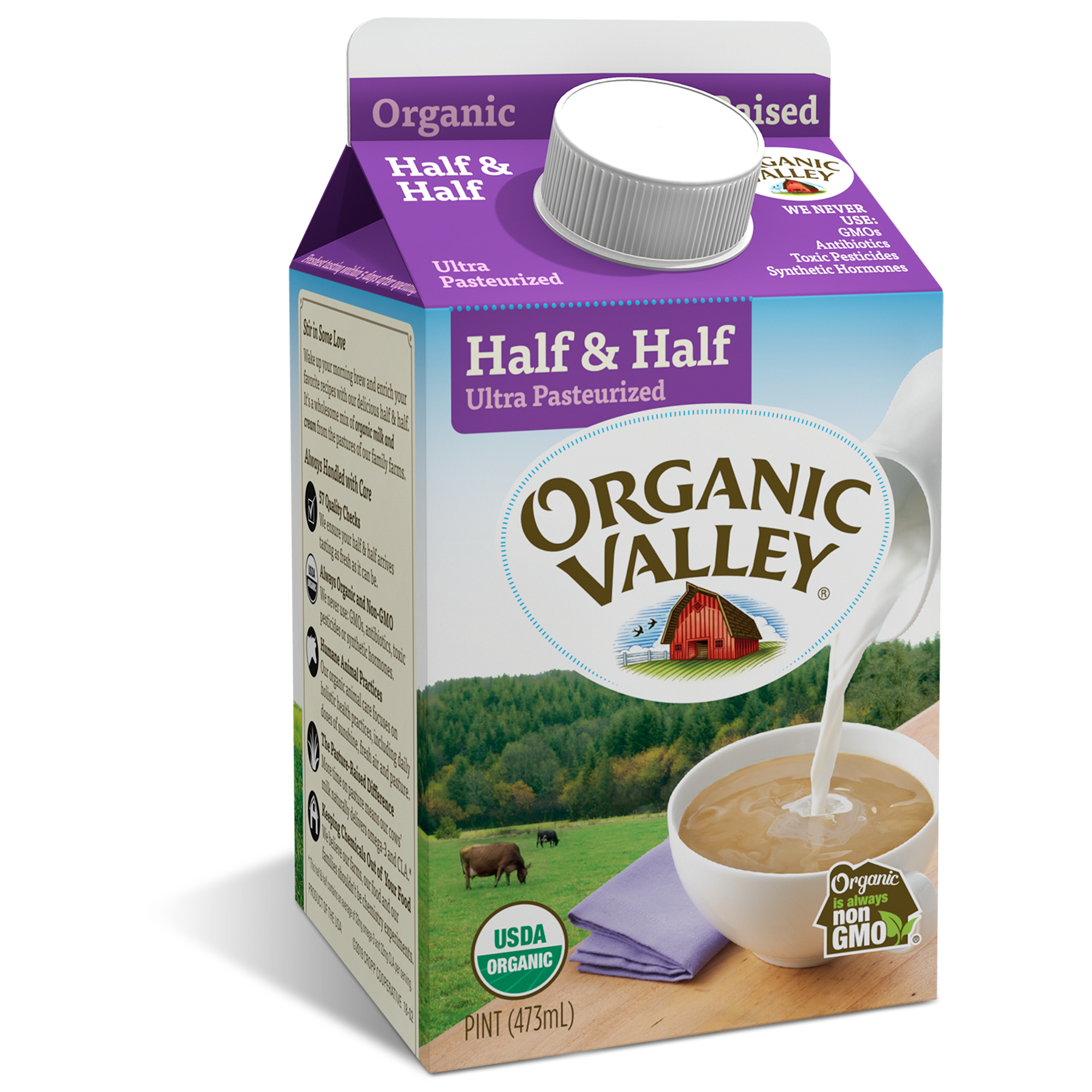 Organic Valley Half & Half, Ultra Pasteurized, Pint
