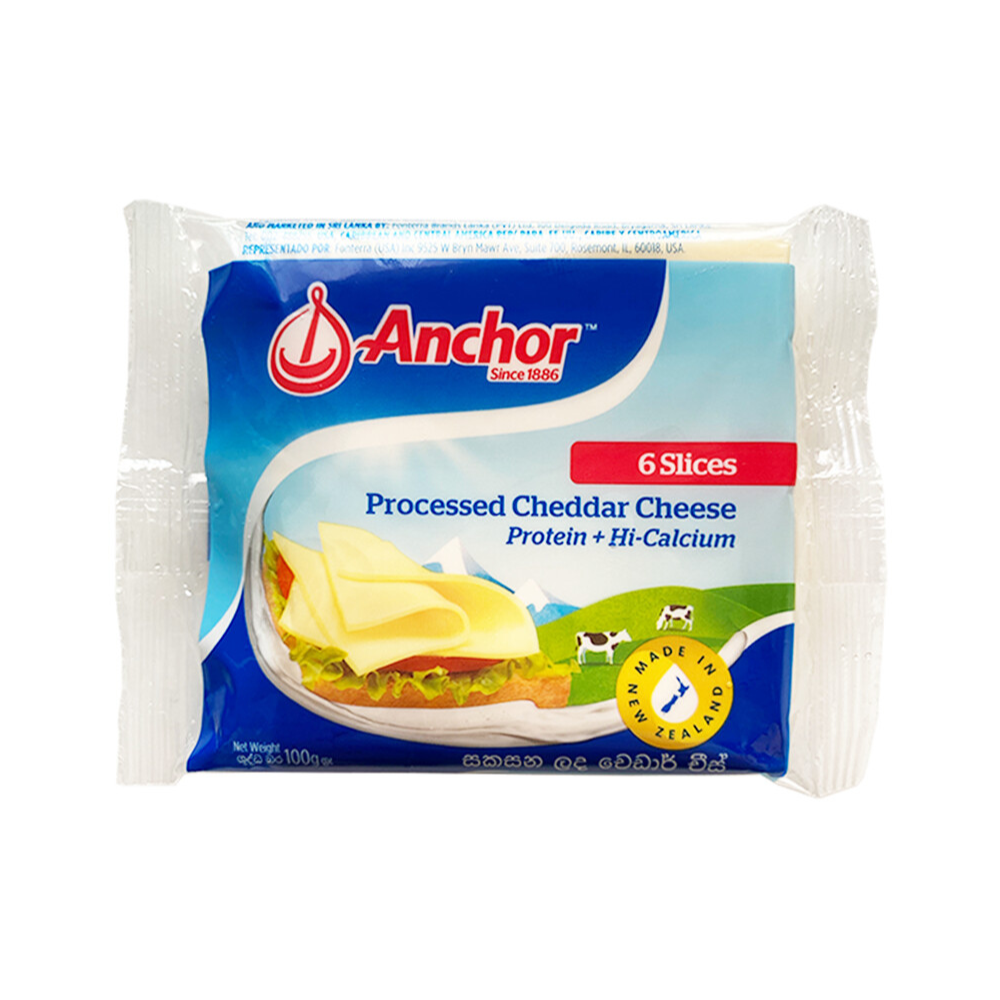 Anchor Processed Cheddar Cheese 6 Slices 100g