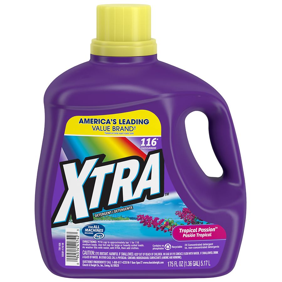 Xtra Liquid Laundry Detergent, Tropical Passion, 175oz