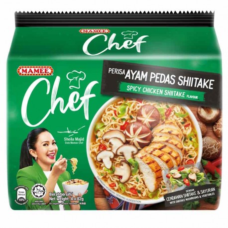 Mamee Chef Instant Noodles 4x82g - Spicy Chicken Shiitake