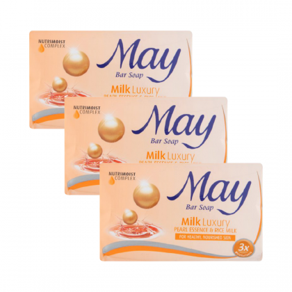 MAY Bar Soap Milk Luxury 3 X 85G - Sabun Mandi