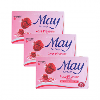 MAY Bar Soap Rose Pleasure 3 X 85G - Sabun Mandi