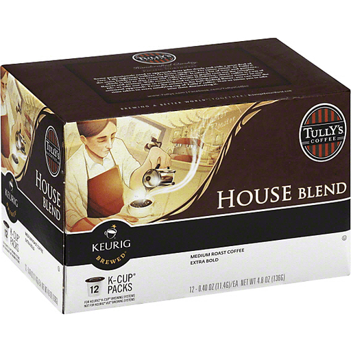 Tully's Coffee Medium Roast, Extra Bold, House Blend, K-Cup Packs